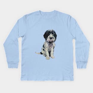 Adorable Black and white Cobberdog. Kids Long Sleeve T-Shirt